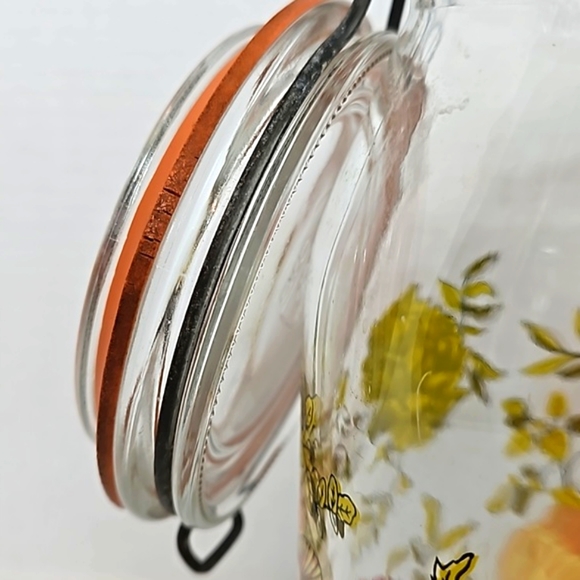 🌺 Vintage ARC France Spice of Life Mushroom Glass Canister Metal Hinged Li… - Picture 9 of 12